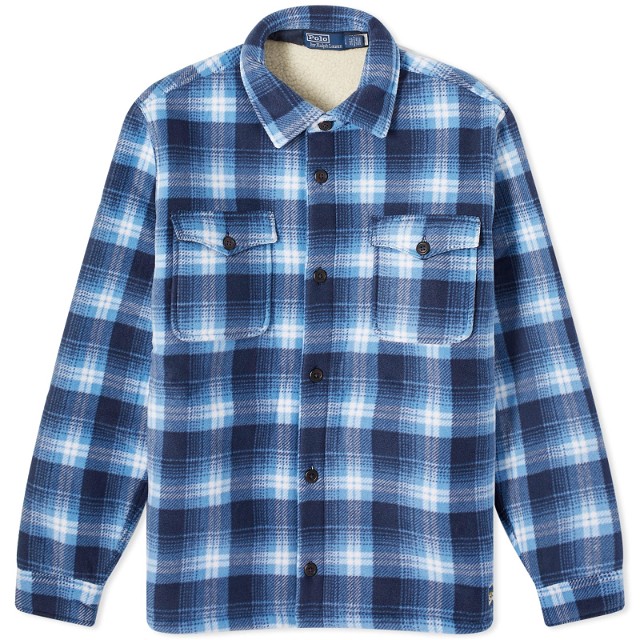 Ing Polo by Ralph Lauren Fleece Lined Plaid Overshirt Kék | 710926986001