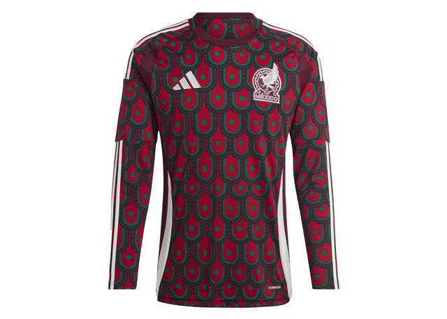 Sportmezek adidas Originals Mexico 24 Long Sleeve Home Jersey Multicolor Burgundia | IP6381