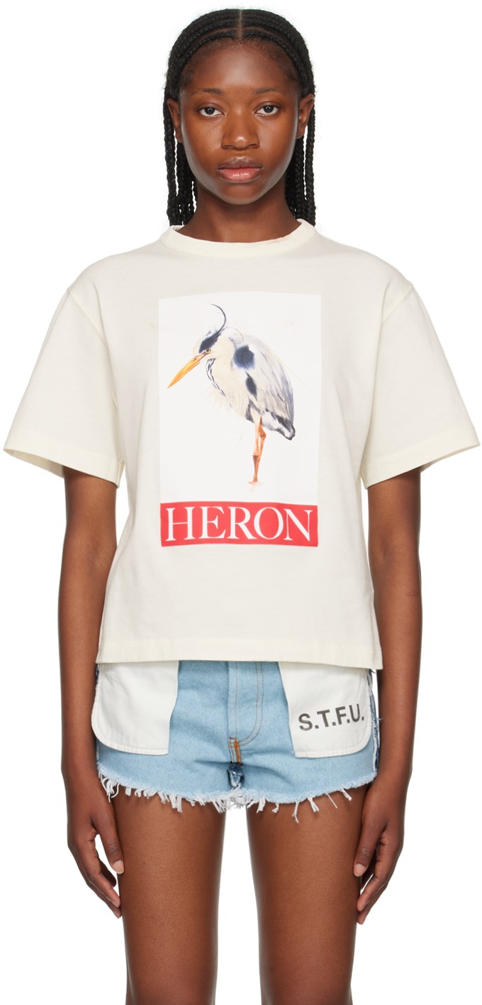 Póló HERON PRESTON Heron Bird Painting T-Shirt Fehér | HWAA032F23JER0040425, 0