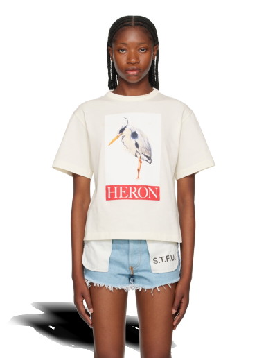 Póló HERON PRESTON Heron Bird Painting T-Shirt Fehér | HWAA032F23JER0040425