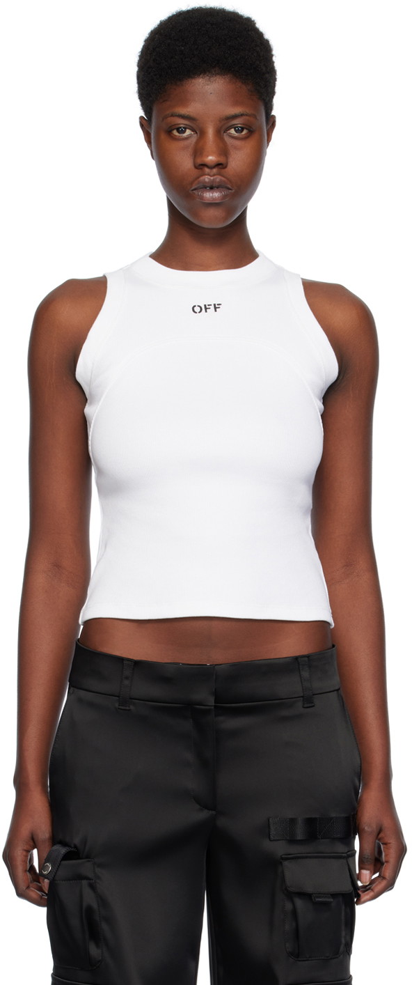 Trikók Off-White White 'Off' Stamp Tank Top Fehér | OWAD236C99JER0010110