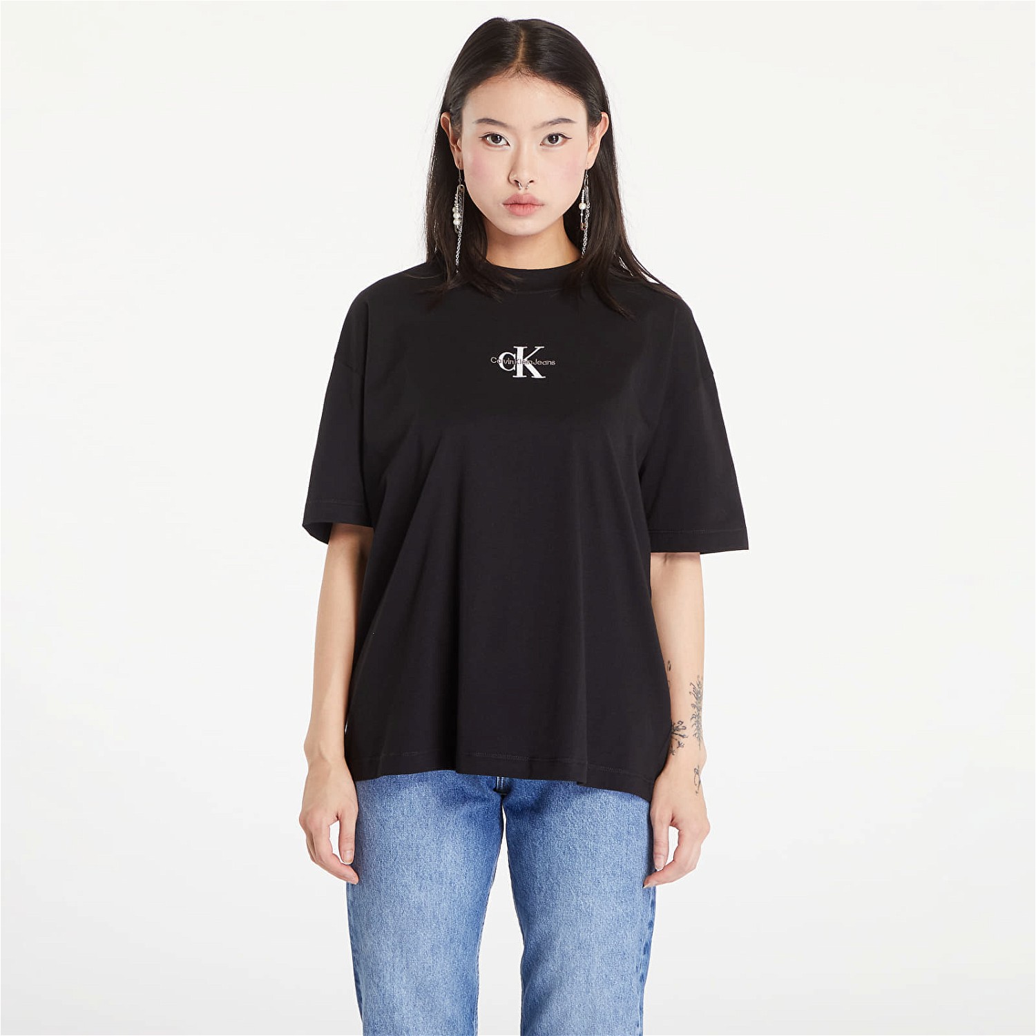 Póló CALVIN KLEIN Monogram Boyfriend T-Shirt Black Fekete | J20J223561 BEH, 0