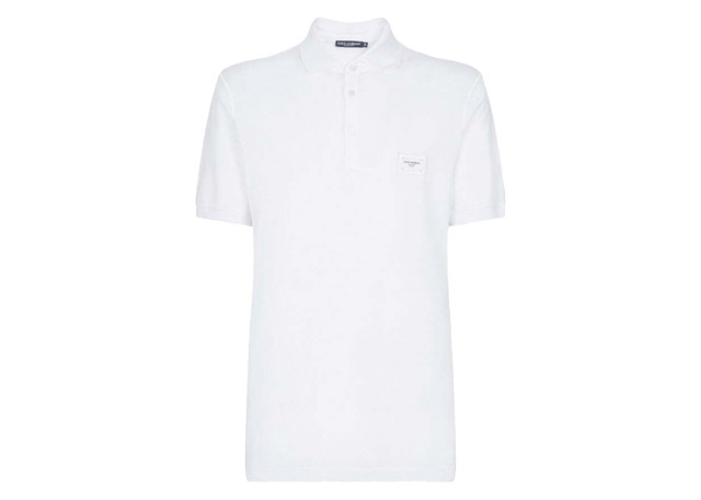 Pólóingek Dolce & Gabbana Cotton Pique Branded Plate Polo Shirt White Fehér | G8KK1TFU7ENW0800