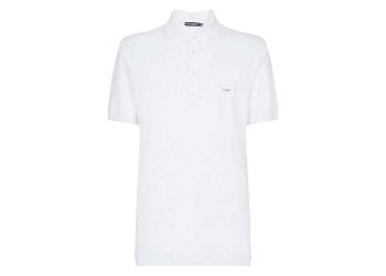 Dolce & Gabbana Cotton Pique Branded Plate Polo Shirt White G8KK1TFU7ENW0800