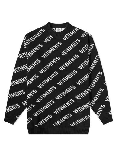 Monogram Crew Knit Black/White