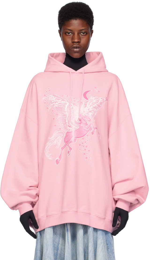 Sweatshirt VETEMENTS Flying Unicorn Hoodie Rózsaszín | UE64HD755PP