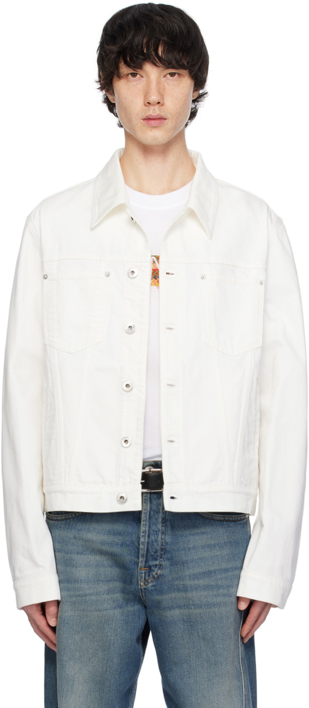 Dzsekik LANVIN Button Up Denim Jacket Fehér | RM-JA0003-D076-P24