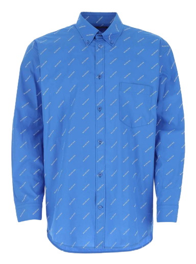 Ing Balenciaga All Over Logo Shirt Kék | 534333TBL967560