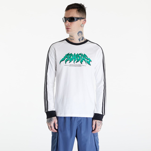 Póló adidas Originals Flames Long Sleeve Tee White/ Black Fehér | IS2917