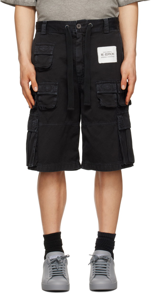 Rövidnadrág Dolce & Gabbana Black Cargo Shorts Fekete | GV1UXTG8IK3