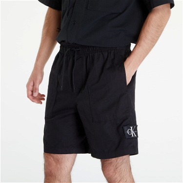 Rövidnadrág CALVIN KLEIN Linen Shorts Black Fekete | J30J325475 BEH, 3