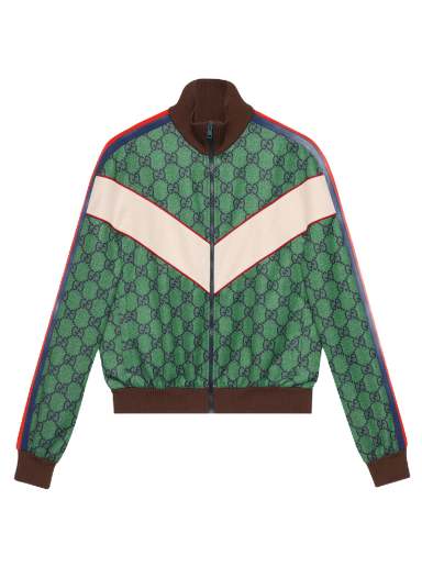 Dzsekik Gucci Jersey Zip Jacket With Web Zöld | 653367 XJDF0 3305