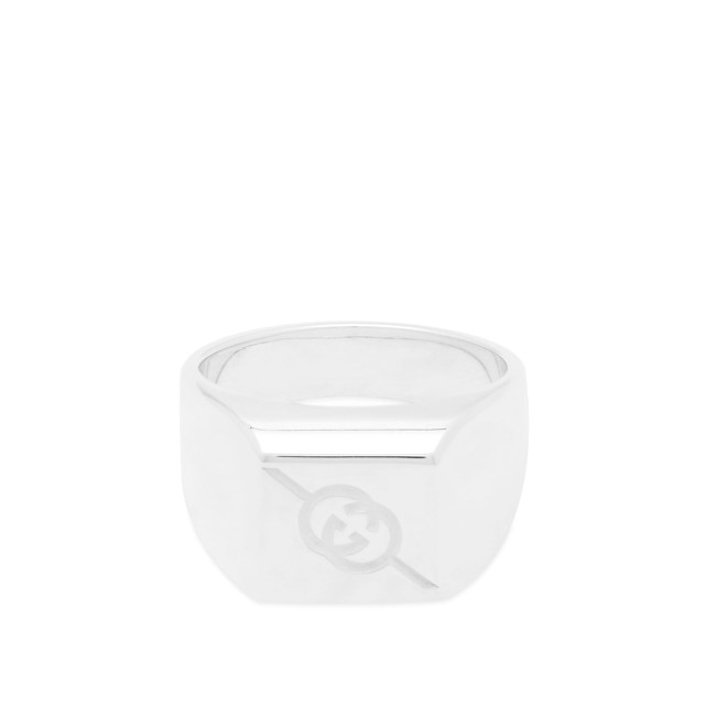 Gyűrűk Gucci Tag Square With Interlocking G Logo Signet Ring "Sterling Silver" Fémes | YBC774046001