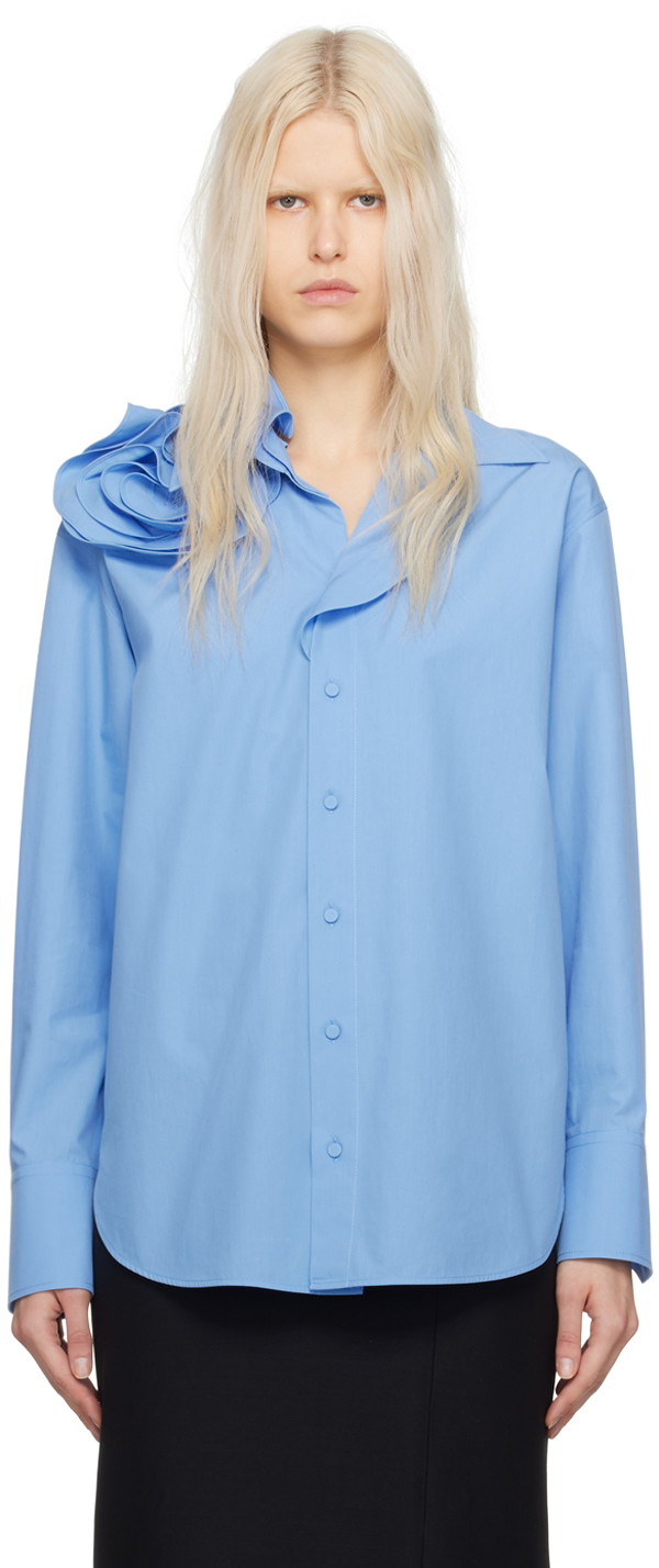 Ing Valentino Rose Appliqué Shirt Kék | 4B3AB5V05A6
