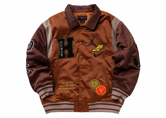 Dzsekik Jordan Jordan x Honor The Gift Westbrook Varsity Jacket Brown Barna | DX6243-204