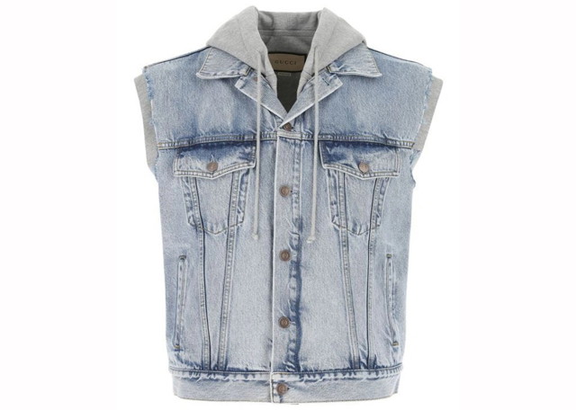 Mellények Gucci Denim Sleeveless Jacket Blue Kék | 697042 XDB0U 4452