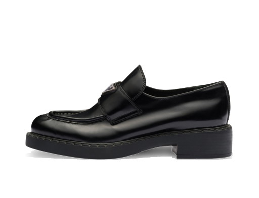 Sneakerek és cipők Prada Chocolate 50mm Loafer Black Brushed Leather Barna | 1D246M_ULS_F0002_F_B050