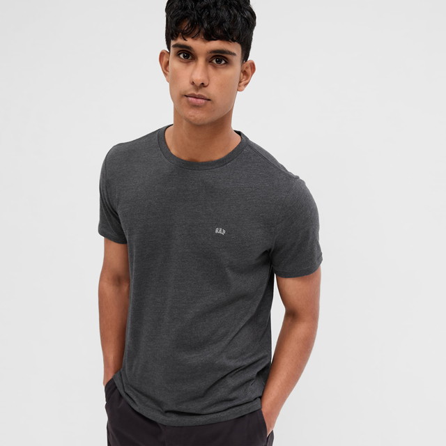 Micro Logo Crew Neck Tee Charcoal Grey