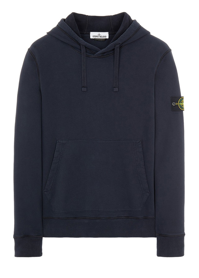 Sweatshirt Stone Island Brushed Cotton Fleece Hoodie Sötétkék | 751564120V0020-9403