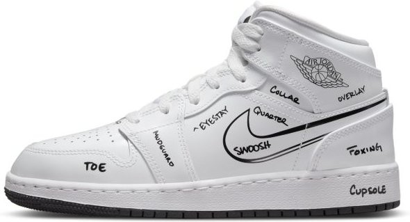 Sneakerek és cipők Jordan Air Jordan 1 Mid "Schematic" GS Fehér | DQ1864-100, 0