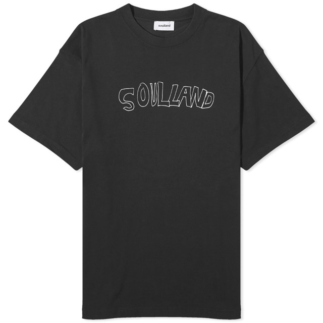 Póló Soulland Kai Roberta Logo T-Shirt Fekete | 41080-1063-BLK