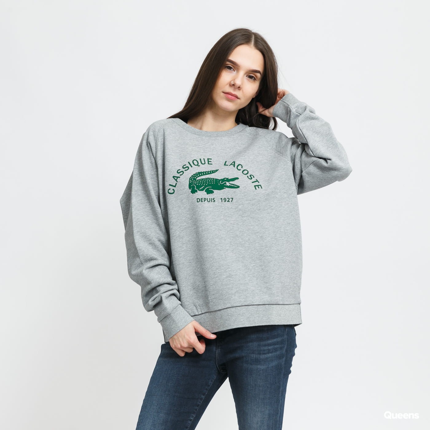 Sweatshirt Lacoste Vintage Print Lightweight Cotton Fleece Sweatshirt Szürke | SF0650 4JV, 0
