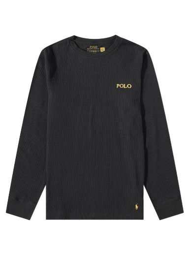 Póló Polo by Ralph Lauren Long Sleeve Waffle Lounge Tee Fekete | 714899615004