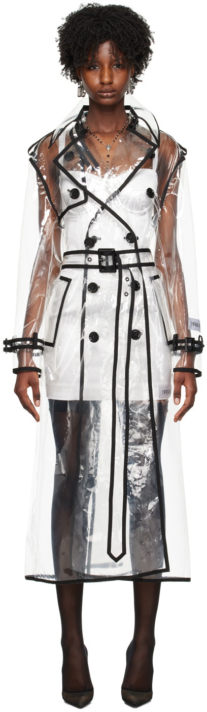 Ballonkabátok Dolce & Gabbana Transparent Kim Kardashian Edition Double-Breasted Trench Coat Fehér | F0C2QT FUSKE