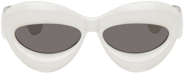 White Inflated Cat-Eye Sunglasses