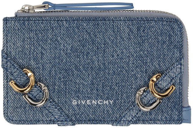 Pénztárca Givenchy Voyou Zipped Denim Card Holder Kék | BB60LSB20G420