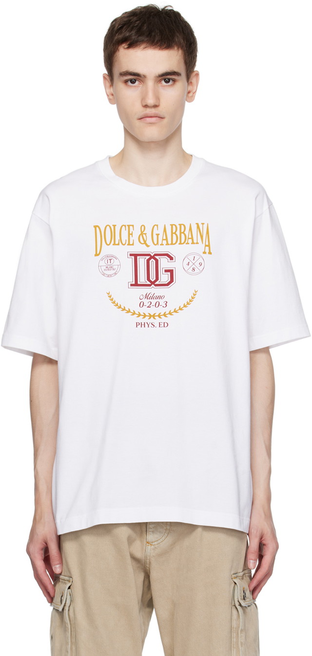 Póló Dolce & Gabbana White Printed T-Shirt Fehér | G8PN9TG7J5Z