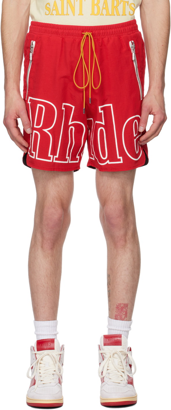 Rövidnadrág Rhude Logo Shorts 
Piros | RHPS24SH26829374