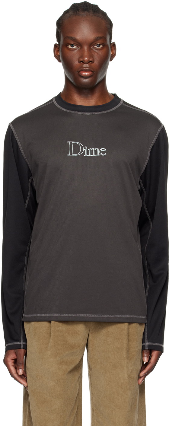 Póló Dime Gray Athletic Long Sleeve T-Shirt Fekete | DIMESP24D25CHA, 0