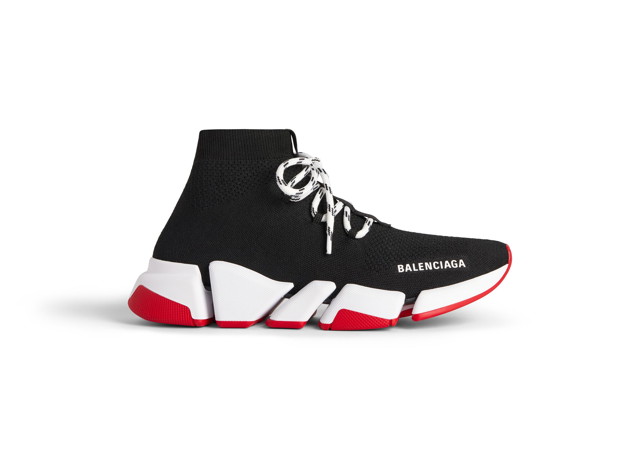 Sneakerek és cipők Balenciaga Speed 2.0 Lace Up Black Red Sole Fekete | 769319W2DB21961