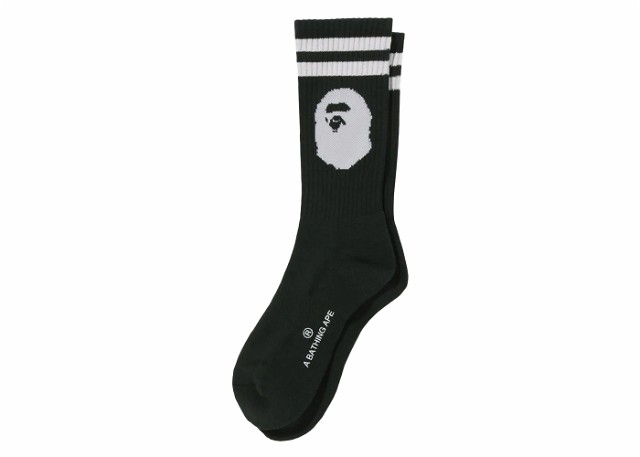 Zoknik és harisnyanadrágok BAPE BAPE Ape Head Line Socks Olivedrab Fekete | 1J80-184-004