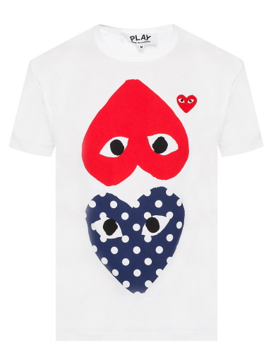 Póló Comme des Garçons PLAY Polka Dot Mix Heart T-Shirt Fehér | P1T240