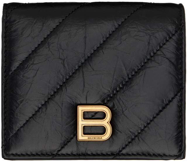 Pénztárca Balenciaga Black Crush Flap Coin Wallet Fekete | 766461 210J1