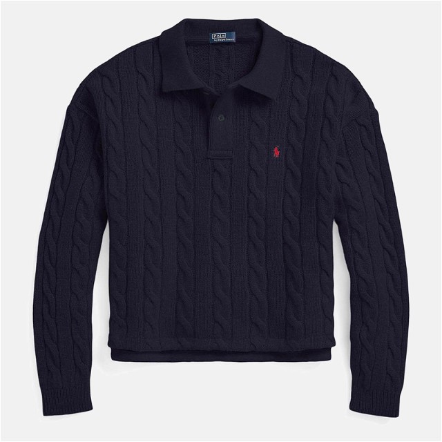 Pulóver Polo by Ralph Lauren Polo Ralph Lauren Cable-Knit Wool and Cashmere-Blend Jumper Fekete | 211910158002