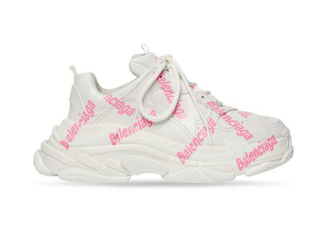 Sneakerek és cipők Balenciaga Triple S Logotype Trainers White Pink Fehér | 524039W2FAB9050