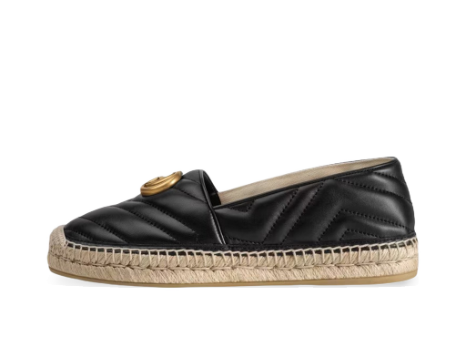 Sneakerek és cipők Gucci Double G Espadrille 'Black' Leather Fekete | 551890 BKO00 1000
