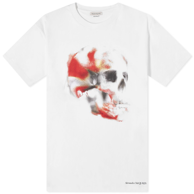 Póló Alexander McQueen Obscured Skull Print T-Shirt Fehér | 776336QTAAL-0961