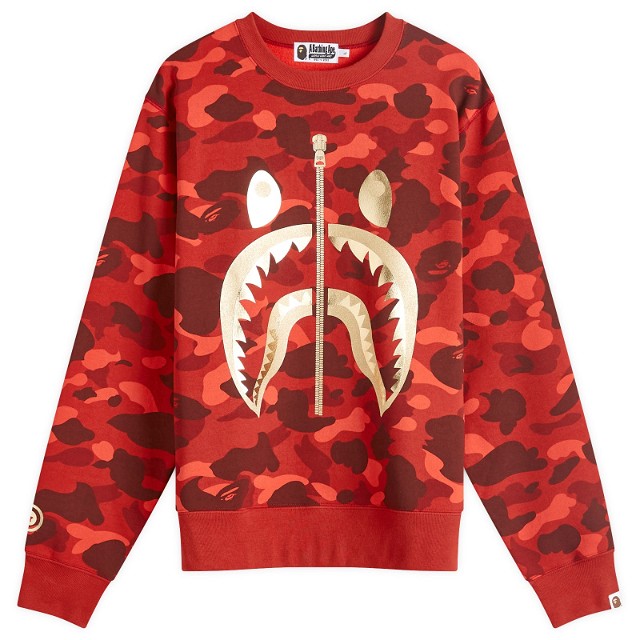 Sweatshirt BAPE A Bathing Ape Colour Camo Shark Crew Sweat 
Piros | 001SWK301003M-RED