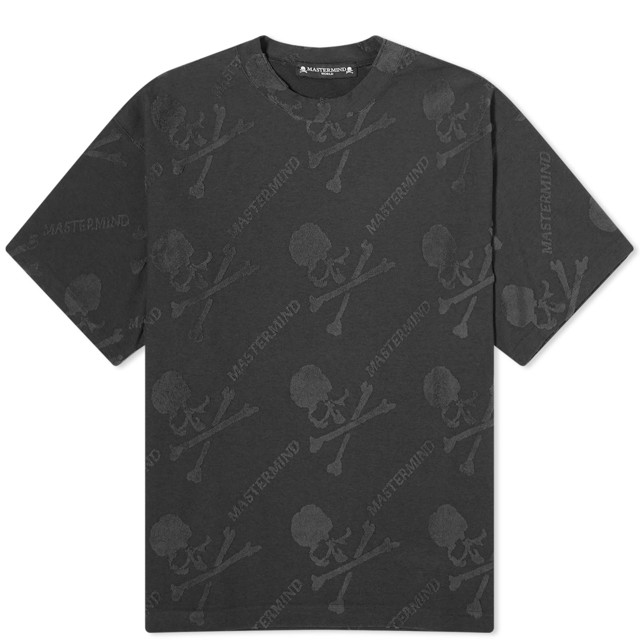Póló Mastermind WORLD Pile Monogram T-Shirt Fekete | MW24S12-TS015-BLK