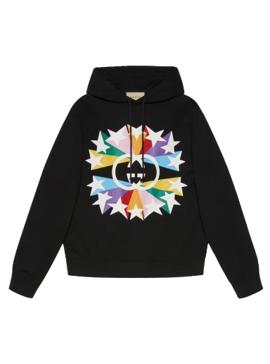 Sweatshirt Gucci Interlocking G Star Burst Print Cotton Hoodie Fekete | 646953 XJDNJ 1082