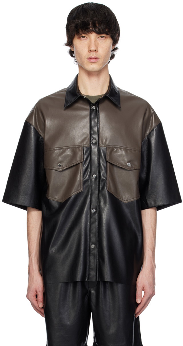 Ing Nanushka Mance Vegan Leather Shirt Fekete | NM24RSSH01578