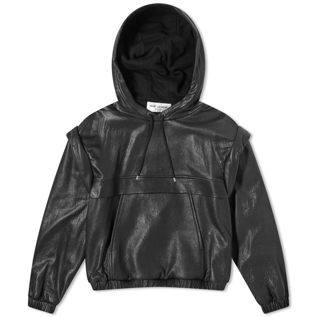 Sweatshirt Saint Laurent Leather Hoodie Fekete | 778487YCNF2-1000