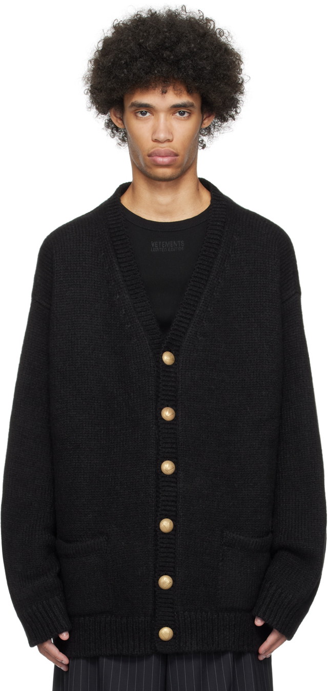 Pulóver VETEMENTS Fancy Button Cardigan Fekete | UE64KN210B