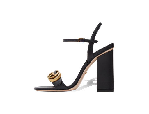 Sneakerek és cipők Gucci Leather Heeled Sandals "Black" Fekete | 453378 A3N00