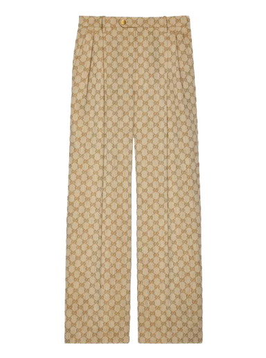 Nadrág Gucci GG Linen Cotton Jacquard Trousers Bézs | 756533 ZAMC5 2014