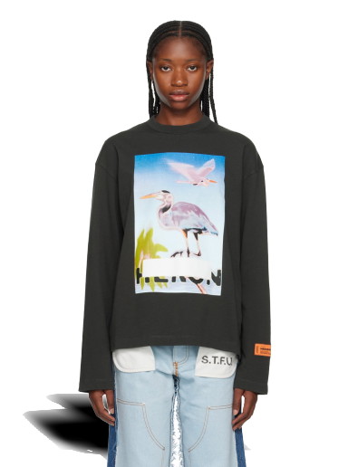 Póló HERON PRESTON Censored Heron T-Shirt Zöld | HWAB027F23JER0011037